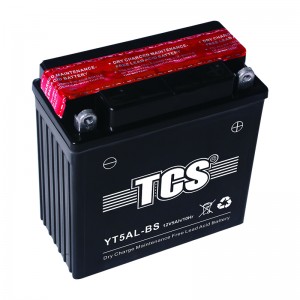TCS摩托车干荷免维护水电池YT5AL-BS