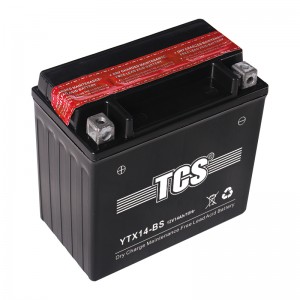 TCS摩托车干荷免维护水电池YTX14-BS