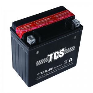 TCS摩托车干荷免维护水电池YTX14L-BS