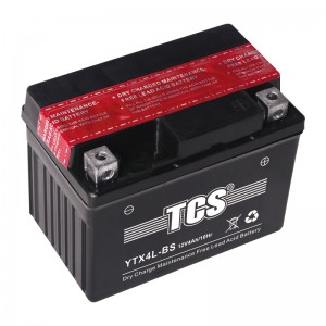 TCS摩托车干荷免维护水电池YTX4L-BS